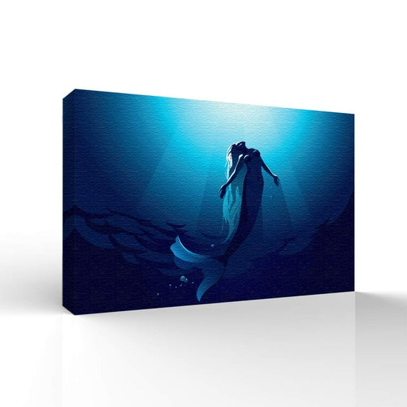 wall26 Canvas Wall Art Elegant Mermaid Pictures Home Wall Decorations for Bedroom Living Room Paintings Canvas Prints Framed - 24x36 inches