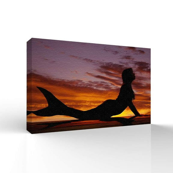 wall26 Canvas Wall Art Elegant Mermaid Pictures Home Wall Decorations for Bedroom Living Room Paintings Canvas Prints Framed - 24x36 inches