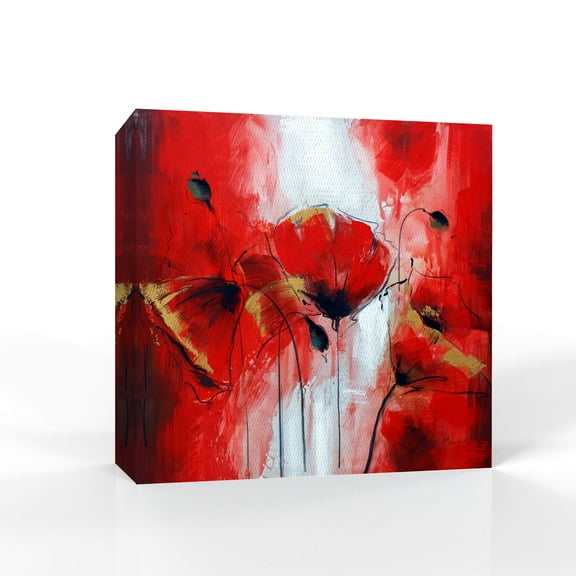wall26 Canvas Wall Art Elegant Red Flowers Pictures Home Wall Decorations for Bedroom Living Room Paintings Canvas Prints Framed - 12x12 inches