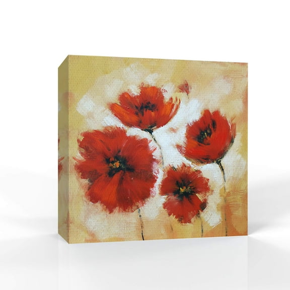 wall26 Canvas Wall Art Elegant Red Flowers Pictures Home Wall Decorations for Bedroom Living Room Paintings Canvas Prints Framed - 24x24 inches