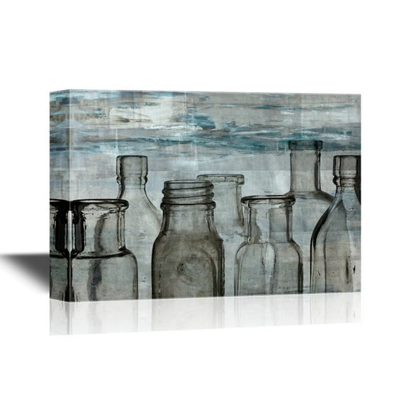 wall26 - Canvas Wall Art - Empty Glass Bottles on Abstract Background - Gallery Wrap Modern Home Art | Ready to Hang - 24x36 inches