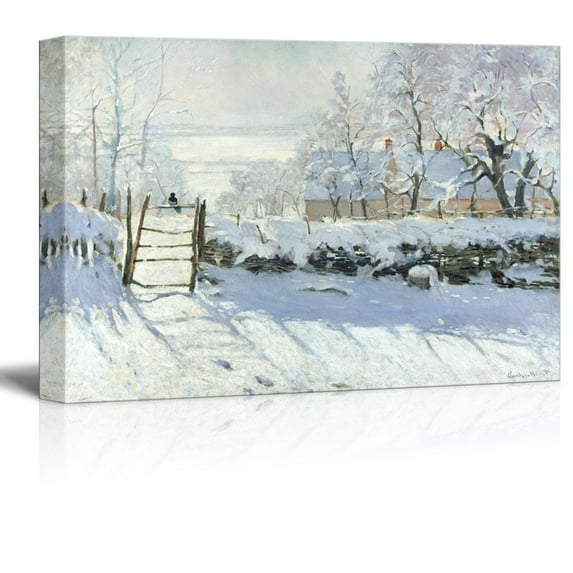 wall26 Canvas Wall Art - Famous Painting of The Magpieby Claude Monet - Giclee Print Gallery Wrap Modern Home Art Ready to Hang - 12x18 inches