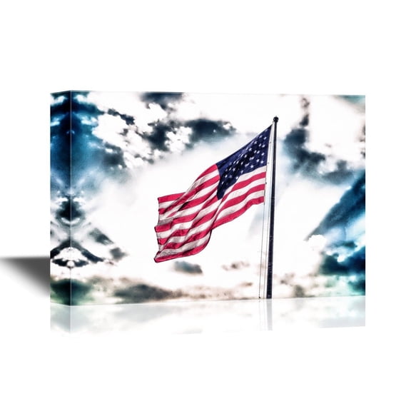 wall26 - Canvas Wall Art - Flag of United States of America - Gallery Wrap Modern Home Art | Ready to Hang - 32x48 inches