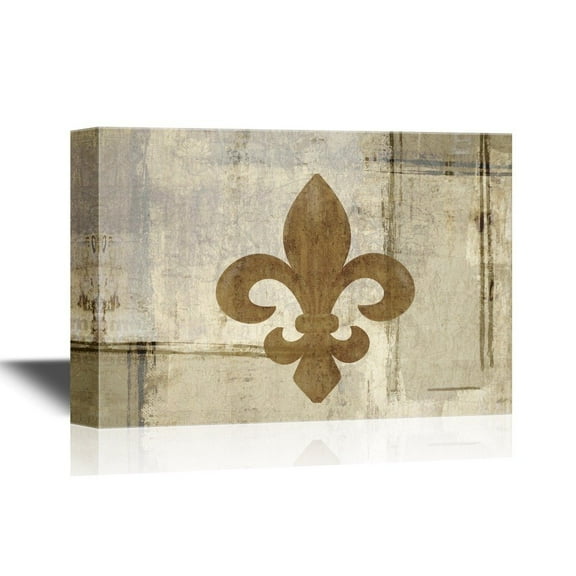 wall26 - Canvas Wall Art - Fleur De Lis Flower on Abstract Vintage Background - Gallery Wrap Modern Home Art | Ready to Hang - 32x48 inches