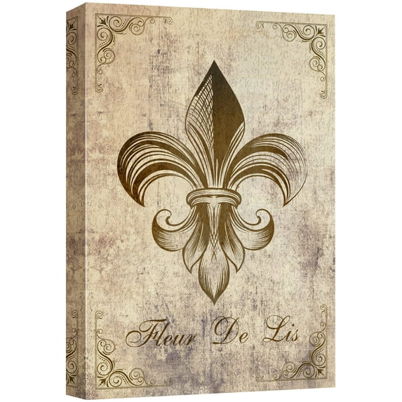 wall26 - Canvas Wall Art - Fleur De Lis Flower on Vintage Abstract Background - Gallery Wrap Modern Home Art | Ready to Hang - 32x48 inches