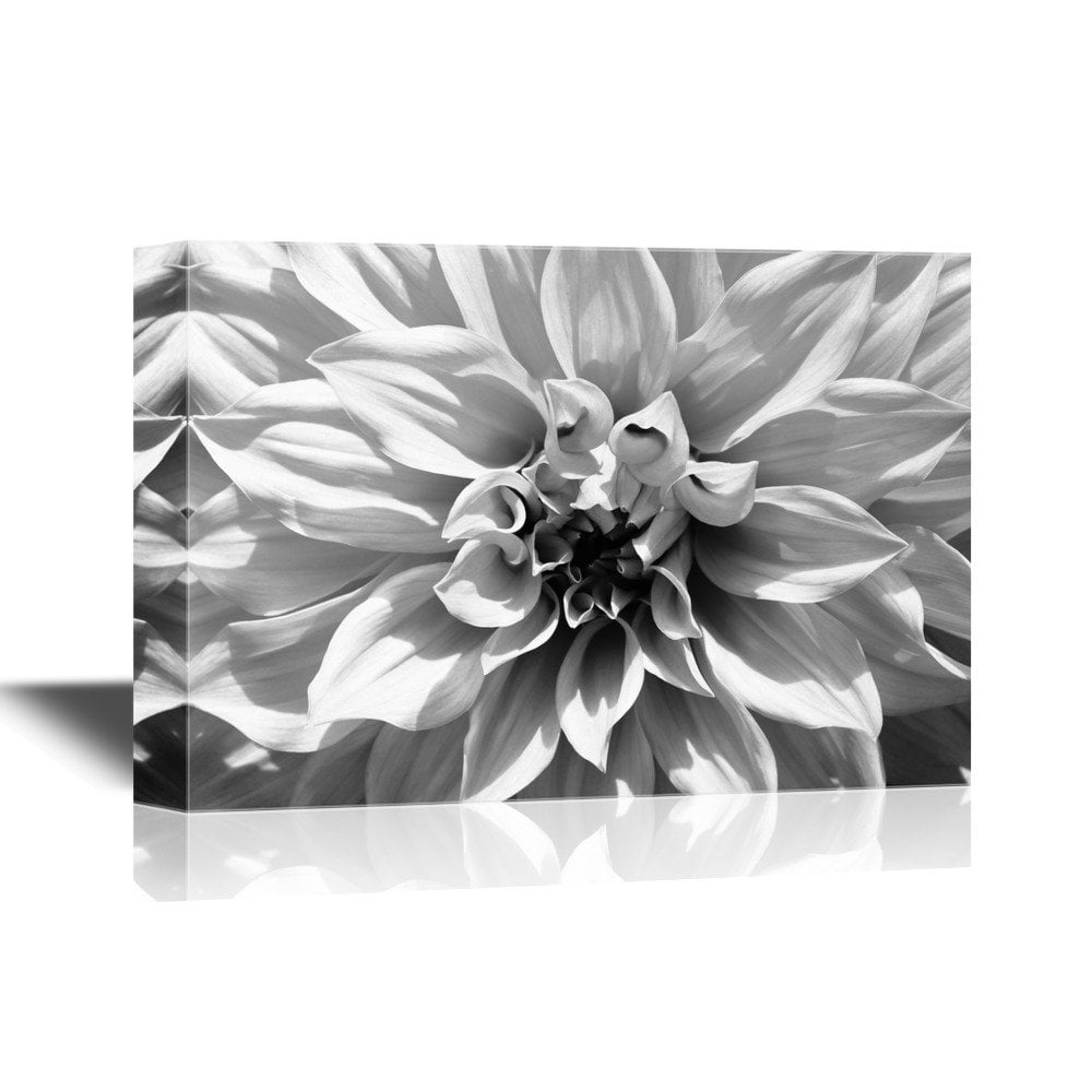 wall26 Canvas Wall Art - Flower Petal in Black and White - Gallery Wrap ...
