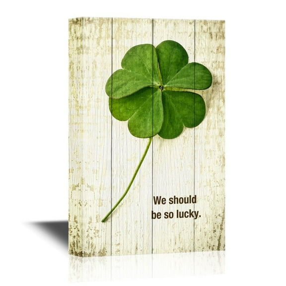 wall26 - Canvas Wall Art - Four Leaf Clover - Gallery Wrap Modern Home Art | Ready to Hang - 12x18 inches