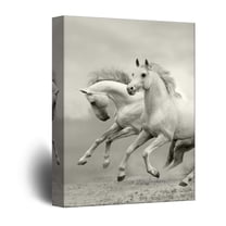 wall26 - Canvas Wall Art - Galloping White Horses - Giclee Print Gallery Wrap Modern Home Art Ready to Hang - 16x24 inches