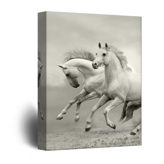 wall26 - Canvas Wall Art - Galloping White Horses - Giclee Print Gallery Wrap Modern Home Art Ready to Hang - 16x24 inches