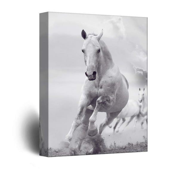 wall26 - Canvas Wall Art - Galloping White Horses - Giclee Print Gallery Wrap Modern Home Art Ready to Hang - 32x48 inches