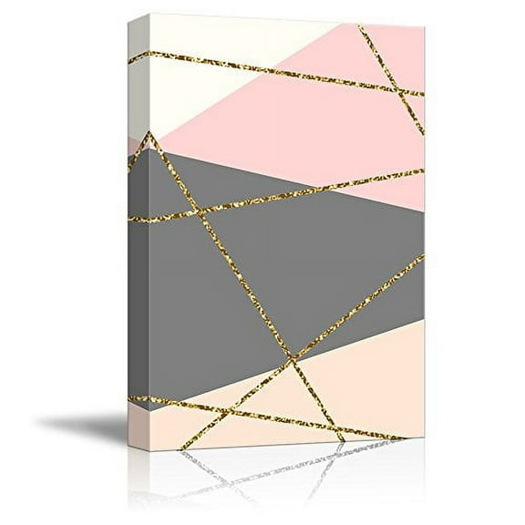 wall26 - Canvas Wall Art - Gold Glitter Accented Geometric Canvas Art - Giclee Print Gallery Wrap Modern Home Art Ready to Hang - 32x48 inches