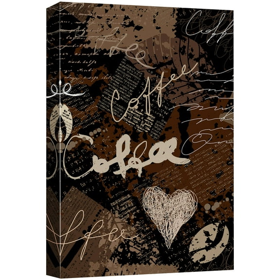 wall26 Canvas Wall Art - Grunge Style Coffee Concept Art - Giclee Print Gallery Wrap Modern Home Art Ready to Hang - 12x18 inches