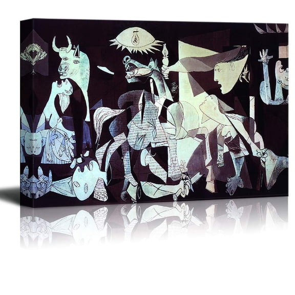 wall26 - Canvas Wall Art - Guernica by Picasso - Modern Home Art Stretched and Framed Ready to Hang - 16x24 inches