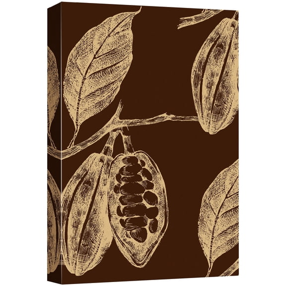 wall26 Canvas Wall Art - Hand Drawn Coffee Seeds on The Plant - Giclee Print Gallery Wrap Modern Home Art Ready to Hang - 16x24 inches