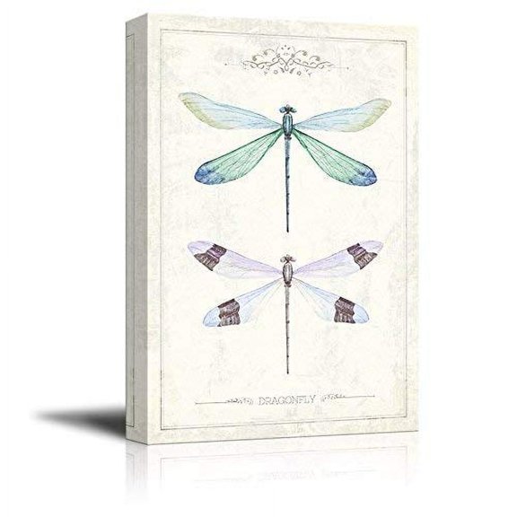 wall26 - Canvas Wall Art - Hand Drawn Dragonfly Collection Single Artwork - Giclee Print Gallery Wrap Modern Home Art Ready to Hang - 16x24 inches