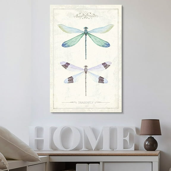 wall26 - Canvas Wall Art - Hand Drawn Dragonfly Collection Single Artwork - Giclee Print Gallery Wrap Modern Home Art Ready to Hang - 32x48 inches