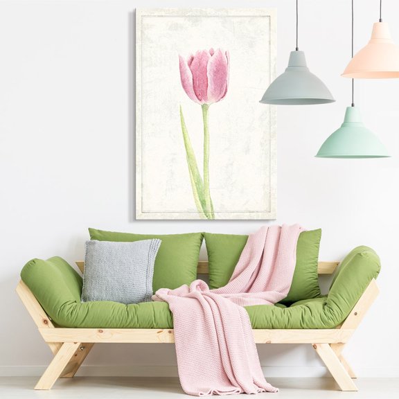 wall26 - Canvas Wall Art - Hand Drawn Pink Crocus Flower Series Artwork - Giclee Print Gallery Wrap Modern Home Art Ready to Hang - 16x24 inches