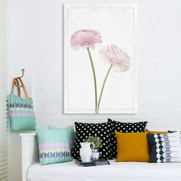 wall26 - Canvas Wall Art - Hand Drawn Pink Rose Minimal Flower Series Artwork - Giclee Print Gallery Wrap Modern Home Art Ready to Hang - 12x18 inches