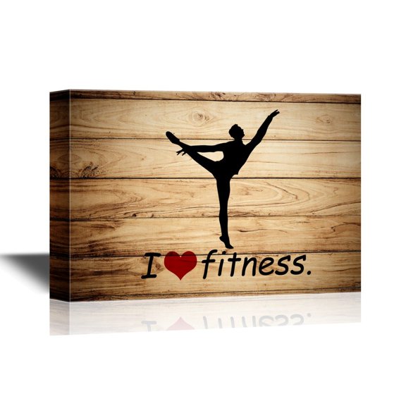 wall26 Canvas Wall Art - I Love Fitness - Gallery Wrap Modern Home Art | Ready to Hang - 16x24 inches
