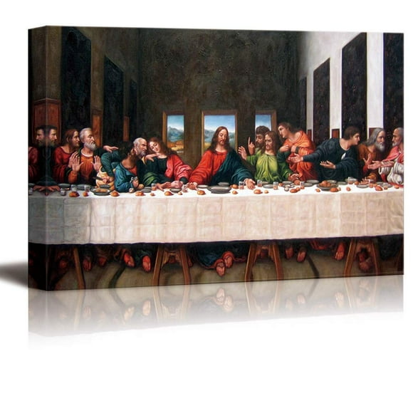 wall26 - Canvas Wall Art - Last Supper by Andrea Solari - Modern Home Art Stretched and Framed Ready to Hang - 16x24 inches