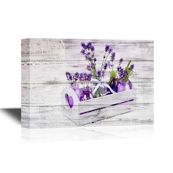 wall26 - Canvas Wall Art - Lavender in Bottles, Art Provance Style - Gallery Wrap Modern Home Art | Ready to Hang - 24x36 inches