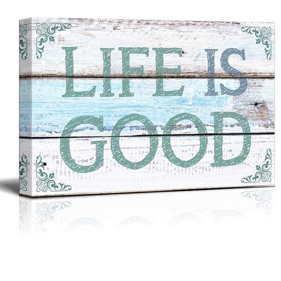 wall26 - Canvas Wall Art - Life is Good on Rustic Wood Background | Modern Giclee Print Gallery Wrap Home Art Ready to Hang - 12x18 inches