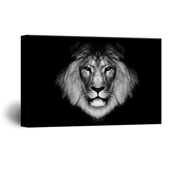 wall26 Canvas Wall Art - Lion Head on Black Background - Giclee Print Gallery Wrap Modern Home Art Ready to Hang - 16x24 inches