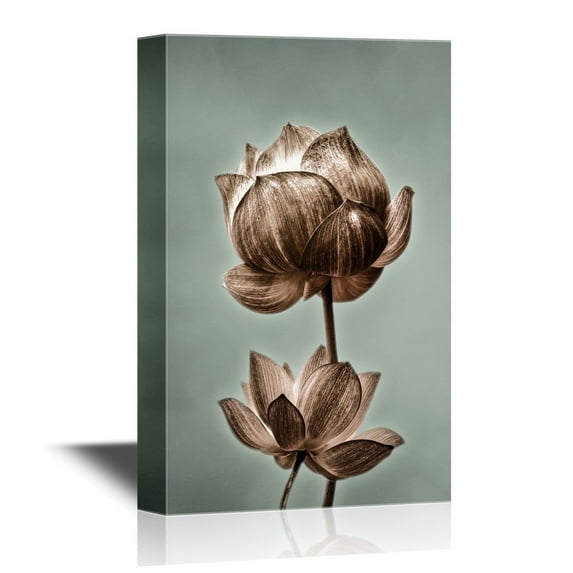 wall26 Canvas Wall Art - Lotus Flowers - Gallery Wrap Modern Home Art | Ready to Hang - 32x48 inches