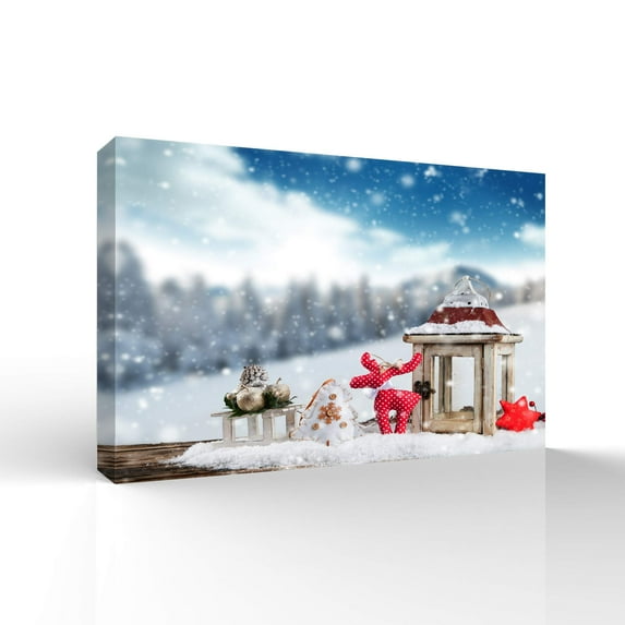 wall26 Canvas Wall Art Merry Christmas Pictures Home Wall Decorations for Bedroom Living Room Paintings Canvas Prints Framed - 12x18 inches
