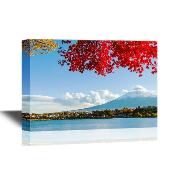wall26 - Canvas Wall Art - Mt. Fuji in Autumn - Gallery Wrap Modern Home Art | Ready to Hang - 16x24 inches