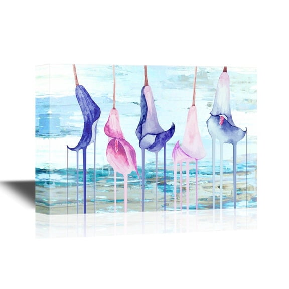 wall26 - Canvas Wall Art - Nice Watercolor Calla Flowers - Gallery Wrap Modern Home Art | Ready to Hang - 32x48 inches