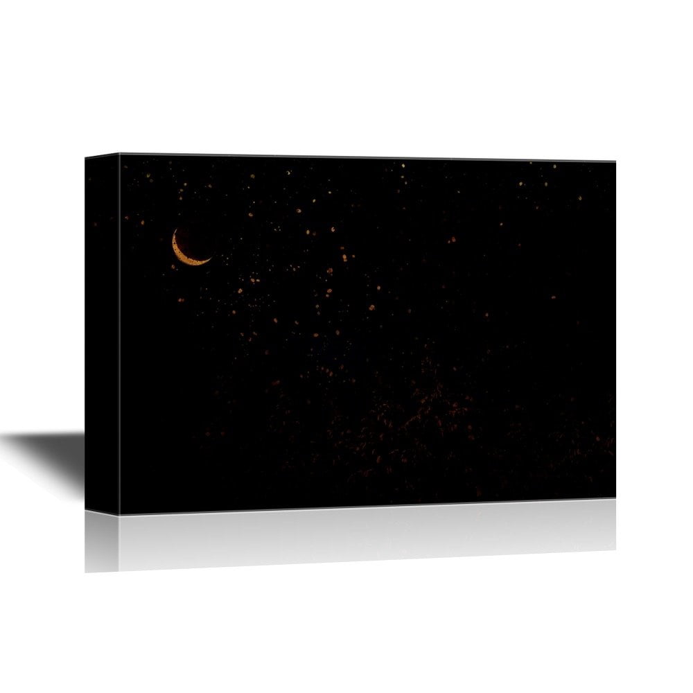 wall26 - Canvas Wall Art - Night Sky with Star and Moon - Gallery Wrap ...