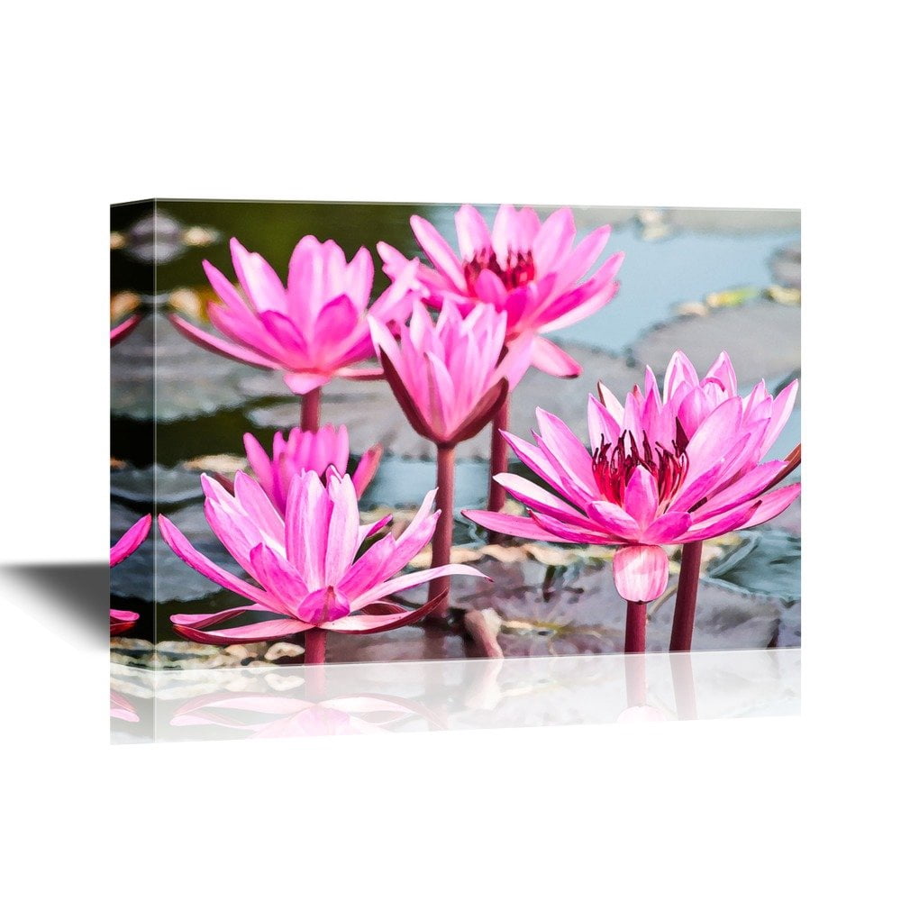 wall26 - Canvas Wall Art - Pink Lotus in Lake - Gallery Wrap Modern ...