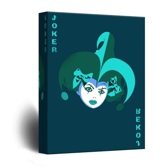wall26 - Canvas Wall Art - Playing Poker Card Design - Joker with Deep Blue Background - Giclee Print Gallery Wrap Modern Home Art Ready to Hang - 32x48 inches