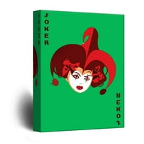 wall26 - Canvas Wall Art - Playing Poker Card Design - Joker with Green Background - Giclee Print Gallery Wrap Modern Home Art Ready to Hang - 24x36 inches