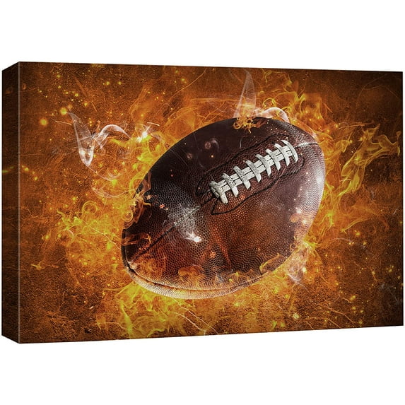 wall26 Canvas Wall Art Print Set Blaze Fire Explosion Football Close Up Sports Athletes Digital Art Modern Art Modern Scenic Colorful Fun Ultra for Living Room, Bedroom, Office - 24"x36"