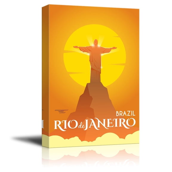 wall26 - Canvas Wall Art - Rio Brazil Travel Illustration Canvas Art - Giclee Print Gallery Wrap Modern Home Art Ready to Hang - 12x18 inches