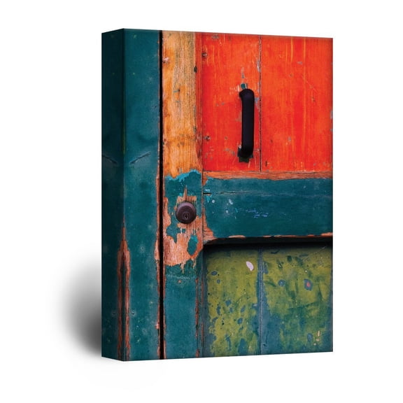wall26 Canvas Wall Art - Rustic Colorful Wooden Door - Giclee Print Gallery Wrap Modern Home Art Ready to Hang - 12x18 inches