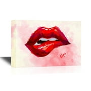 wall26 - Canvas Wall Art - Sex Lips on Watercolor Style Background - Giclee Print Gallery Wrap Modern Home Art | Ready to Hang - 32x48 inches
