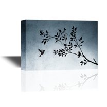 wall26 - Canvas Wall Art - Silhouette of Birds on Tree Branches - Gallery Wrap Modern Home Art | Ready to Hang - 16x24 inches