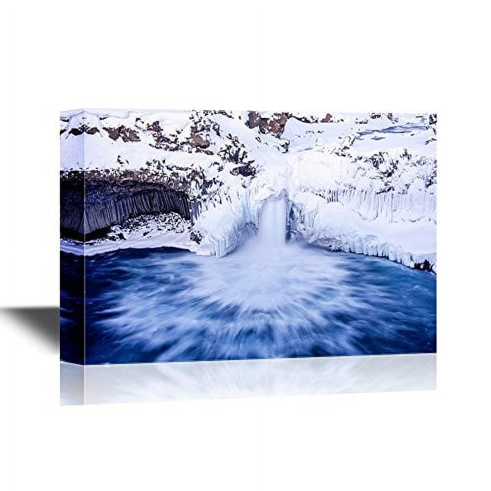 wall26 Canvas Wall Art Snow Covered Mountains and Frozen River