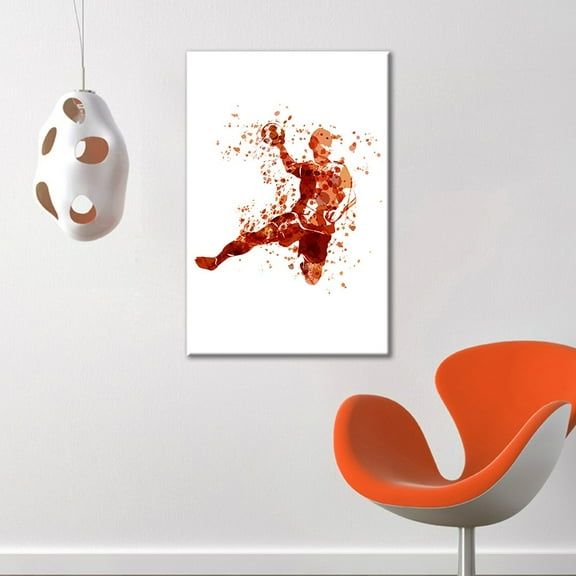 wall26 - Canvas Wall Art Sports Theme - Jumping Man a Ball in Hand - Giclee Print Gallery Wrap Modern Home Art Ready to Hang - 12x18 inches
