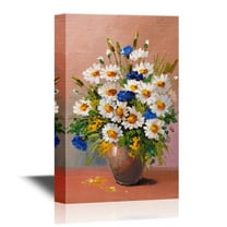 wall26 - Canvas Wall Art - Still Life a Bouquet of Daisies Flowers - Gallery Wrap Modern Home Art | Ready to Hang - 24x36 inches