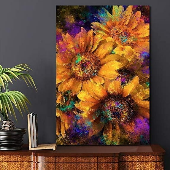wall26 Canvas Wall Art Sunflower Painting Wall Decor Stretched and Framed Ready to Hang - 16x24 inches