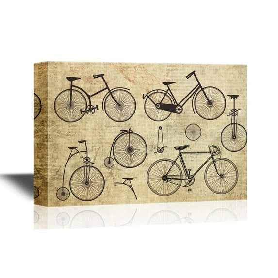 wall26 - Canvas Wall Art - The Evolution of Bikes - Gallery Wrap Modern Home Art | Ready to Hang - 16x24 inches