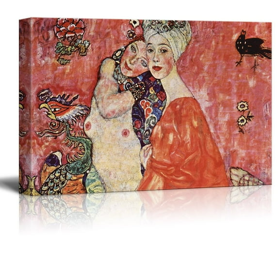 wall26 Canvas Wall Art - The Girlfriends by Gustav Klimt - Giclee Print Gallery Wrap Modern Home Art Ready to Hang - 32x48 inches