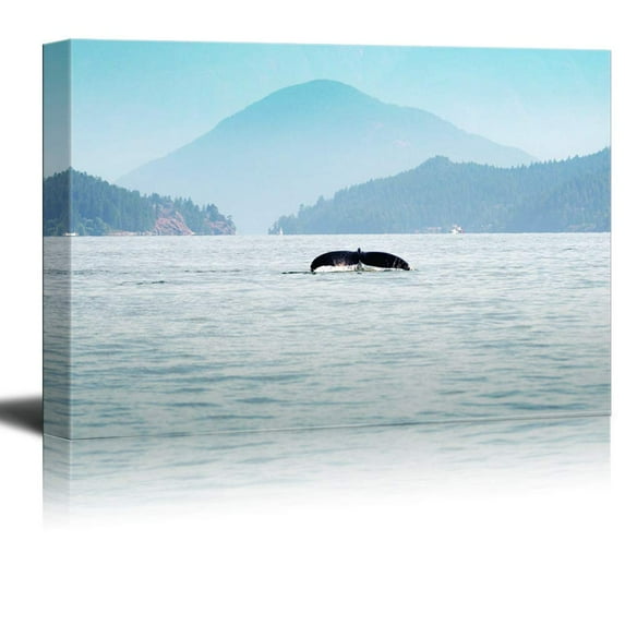 wall26 - Canvas Wall Art - The Whale Swims to The Islands in The Ocean - Giclee Print Gallery Wrap Modern Home Art Ready to Hang - 32x48 inches