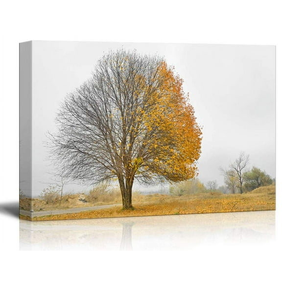 wall26 - Canvas Wall Art - Tree with Yellow Leaves During Fall - Giclee Print Gallery Wrap Modern Home Art Ready to Hang - 24x36 inches