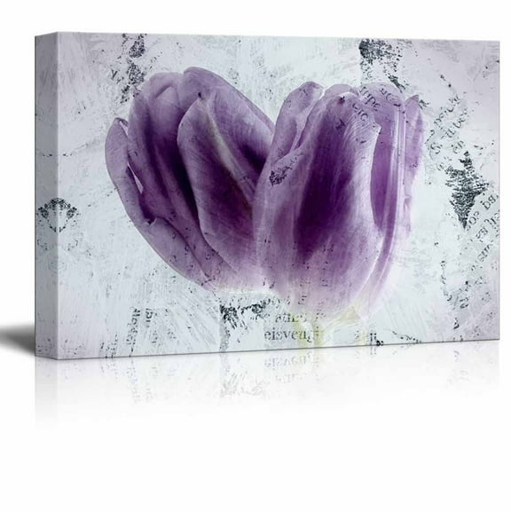 wall26 - Canvas Wall Art - Two Purple Tulip Flower Petals - Gallery Wrap Modern Home Art | Ready to Hang - 12x18 inches