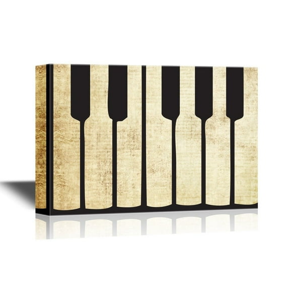 wall26 - Canvas Wall Art - Vintage Piano Keyboard with Black and White Keys - Gallery Wrap Modern Home Art | Ready to Hang - 24x36 inches